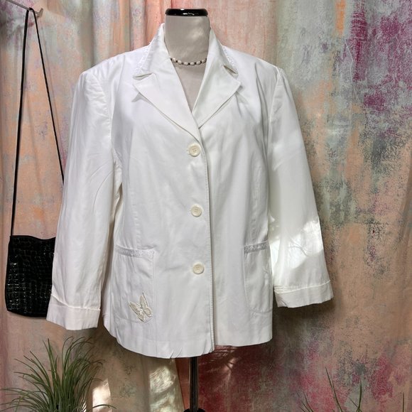 VTG 📌G.W. Gerry Weber Great Looking White Cotton Blend Blazer - Jacket - Picture 1 of 15